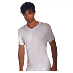 Herren-Kurzarmhemd mit V-Ausschnitt, weiß, Pack. ab 3St