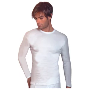 Maglietta intima uomo paricollo manica lunga, bianco, conf. da 3pz