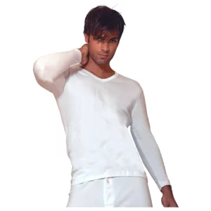 Herren-Unterhemd mit V-Ausschnitt, langarm, weiß, Pack. ab 3St