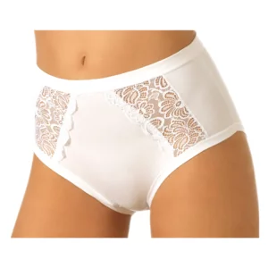 Coulotte donna, fascia al giro vita e pizzo, cotone bielastico, colori misti, conf. da 6pz