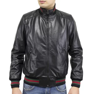 Bomber da uomo, giacca in pelle di agnello nappa Special Edition, colore nero morbido