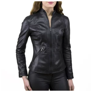 Damenjacke aus echtem Leder Modell "Zara" - schwarz