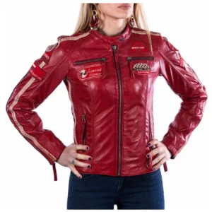 Damen Bikerjacke aus rotem Leder
