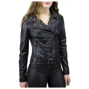 Chiodo Donna borchiato colore nero