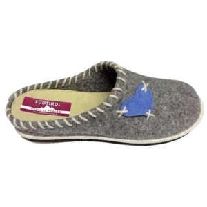 Pantofole tirolesi grigie, modello Cuore Tacco