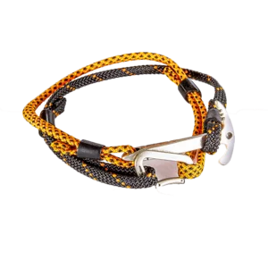 La Picca e Moschettone, bracciale realizzato in polipropilene e metallo, colore arancio e nero