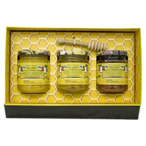Confezione 3 vasetti da 250g miele toscano con giramiele in legno, 3x250g