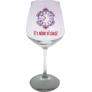Gobelet à vin en verre, "C'est Wine O'Clock!" hauteur 21cm
