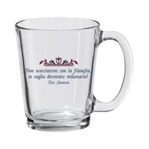 Tazza mug in vetro, frase ironica e spiritosa