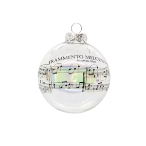 Boule de Noël en verre avec décoration -Fragment mélodique N.1-