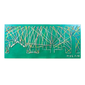Puzzle con fili elasticizzati, Skyline Milano con cielo, 90x40x5cm