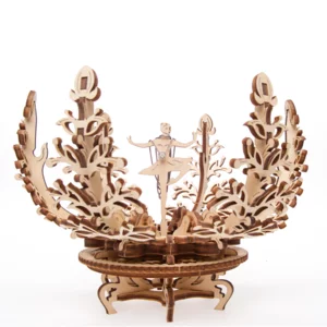 Modello meccanico in legno: fiore con ballerina, Ugears