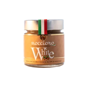 Noccioro 45 Weiß, 45% Haselnussaufstrich Weißer Haselnussgeschmack, Glas, 250g