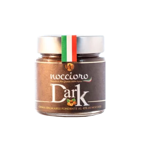 Noccioro 45 Dark, Crème à tartiner aux noisettes avec 45% de saveur noire sans lactose, Pot en verre, 250g