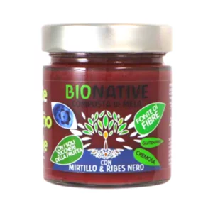 Composta Bionative Purea mela, mirtillo e ribes nero bio, 200g