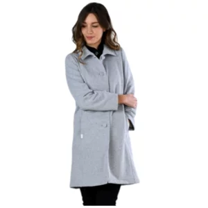 Manteau en molleton de coton gris clair, modèle Mango