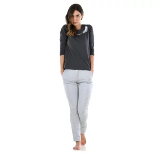 Pantalone in cotone grigio chiaro, modello Laura