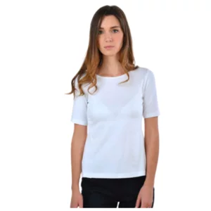 Kurzarmhemd aus weißem Baumwolljersey, Modell Anna