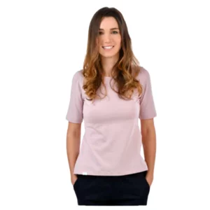 Chemise à manches courtes en jersey de coton rose, modèle Anna