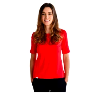 Kurzarmhemd aus rotem Baumwolljersey, Modell Anna
