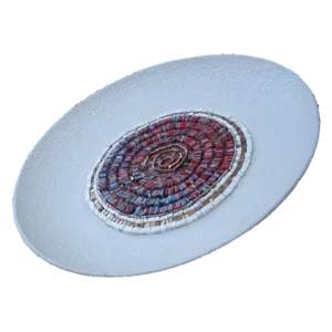 Centre de table en mosaïque rouge et blanche, diamètre 40cm