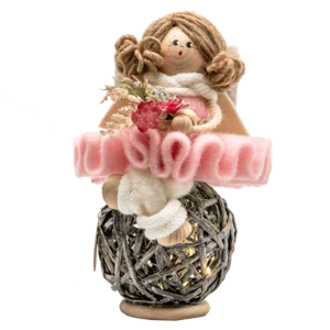 Bamboline in tessuti italiani ricamati; Camilla e Priscilla, 13x8cm