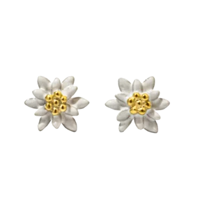 Edelweiss Ohrringe in Silber, Gold und Emaille