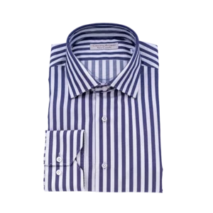 Schmales oder klassisches Handwerkerhemd mit weißen und blauen Streifen