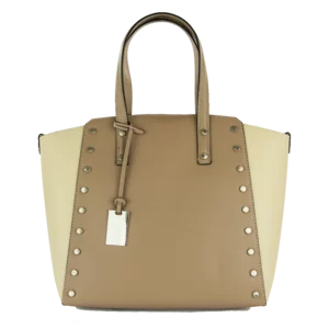 Borsa Shopper rigida in pelle con borchie, Rachele
