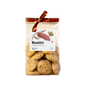 I rustici: biscotti con farina di farro monococco bio e gocce di cioccolato fondente, 100g