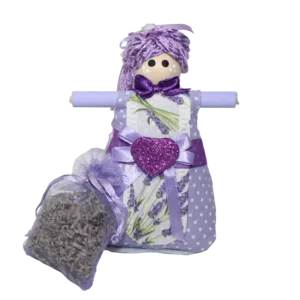 Handgefertigte Duftpuppe und Tasche aus körnigem Lavendel aus der Provence