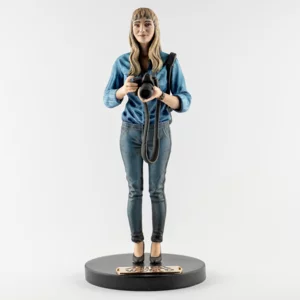 Statuina in 3D professione fotografa realizzata con volto personalizzato, dipinta a mano, 27cm