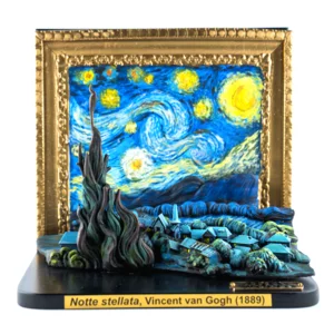 Statuina in 3D della "Notte Stellata" di Vincent Van Gogh dipinta a mano, 27cm