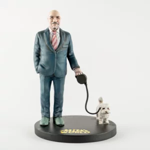 Vollständig personalisierte, handbemalte 3D-Figur, 27 cm, Mann mit laufendem Tier