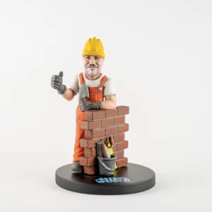 Vollständig personalisierte 3D-Figur aus handbemaltem Harz, 27 cm, Maurer